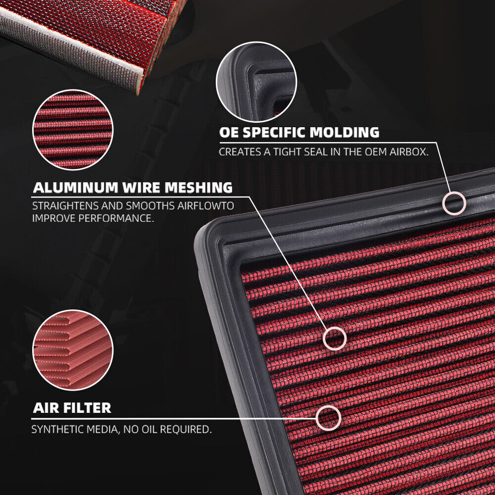 33-2990 Washable High Flow Panel Air Filter Replacement for BMW 320i/328i 2.0L Q