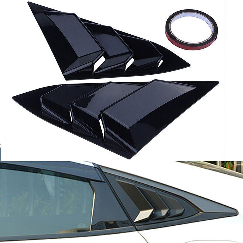 2P Gloss Black Rear Quarter Window Louver Cover Trim for Honda for Civic Sedan 19-21