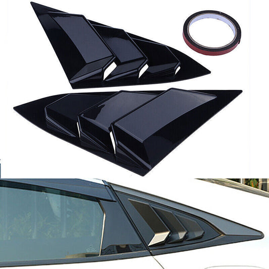 2P Gloss Black Rear Quarter Window Louver Cover Trim for Honda for Civic Sedan 19-21