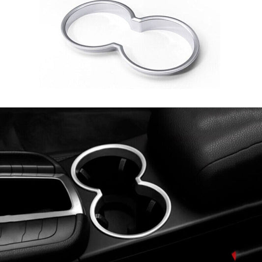 for Porsche Macan 2015-2023 Gloss Silver Central Console Water Cup Cover Trim
