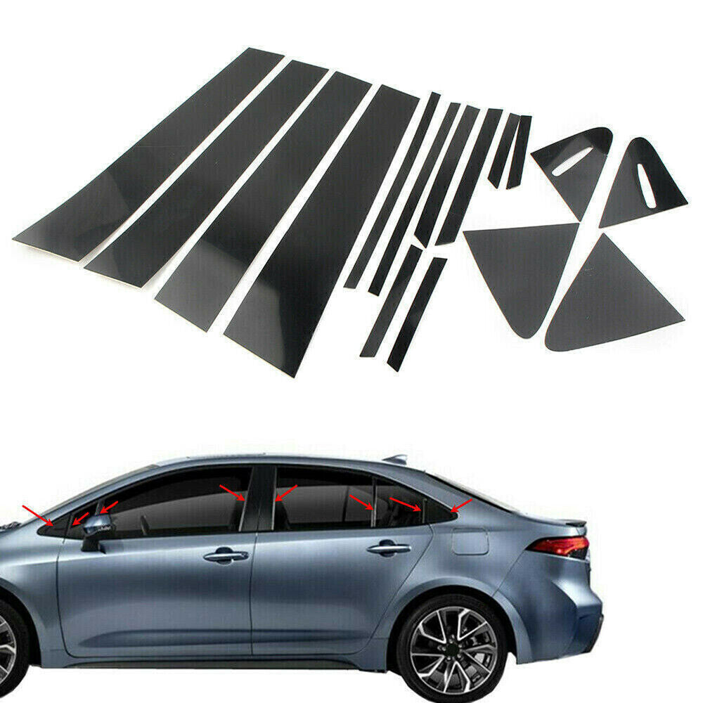 16*Black Pillar Posts for Toyota for Corolla Sedan 2019-2022 Door Trim Cover Kit New