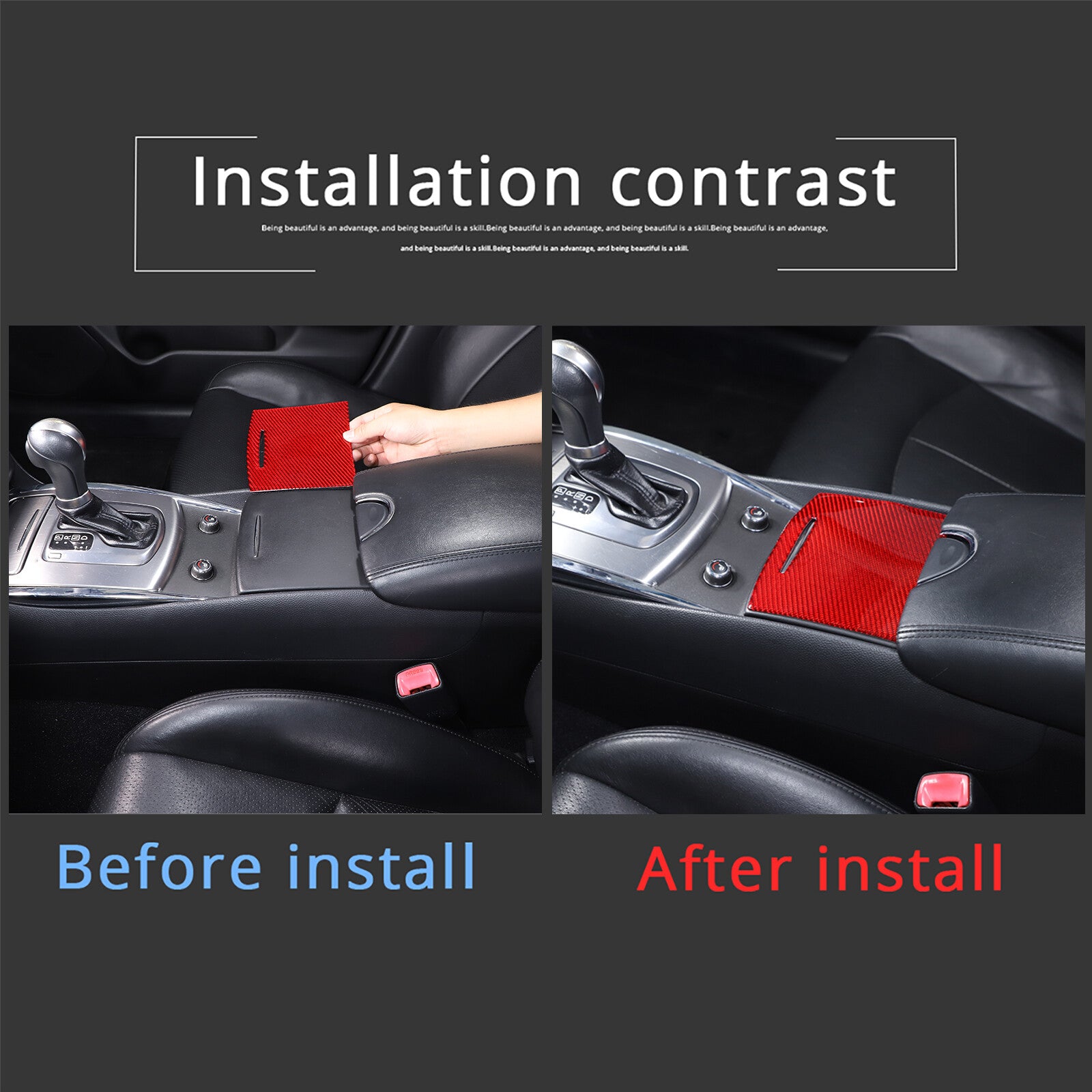 Carbon ABS Center Console Cover Armrest Cover for Corvette C8 2020-2023 Z51 Z06 - v