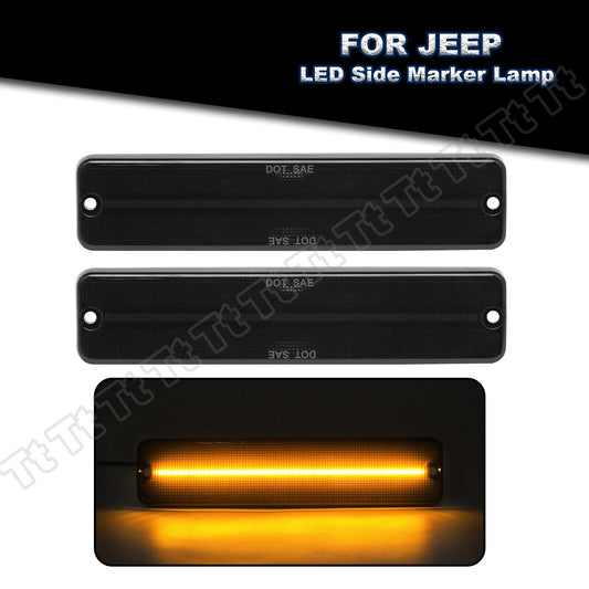 Smoked Lens LED Front Fender Side Marker Lights for 1987 - 1995 for Jeep for Wrangler YJ - v