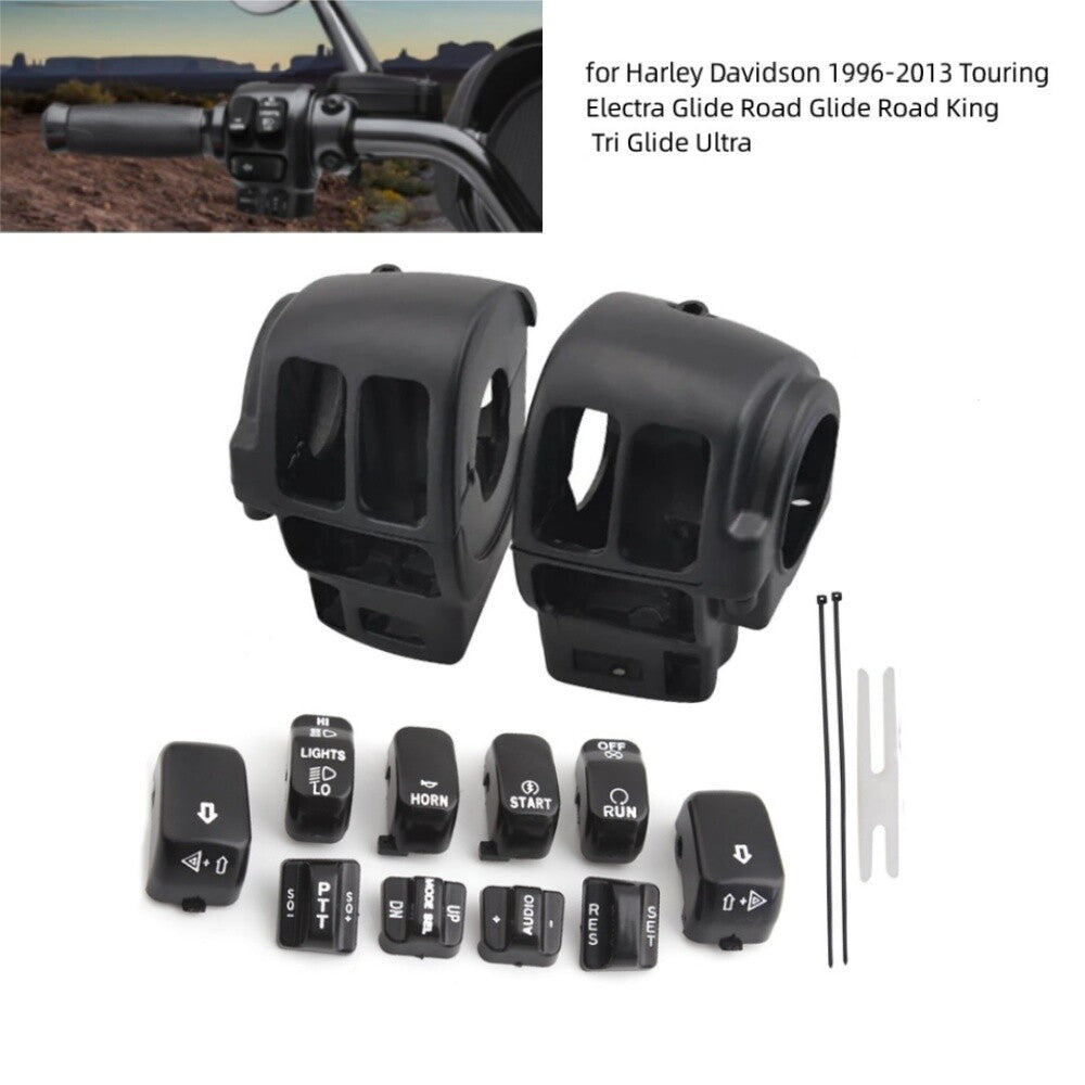 Black switch housing protective cover + hand control button cap for Harley Touring 1996 - 2013 - n