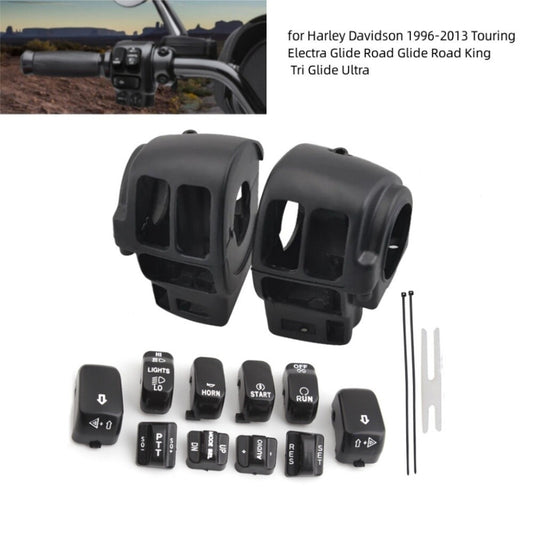 Black switch housing protective cover + hand control button cap for Harley Touring 1996 - 2013 - n