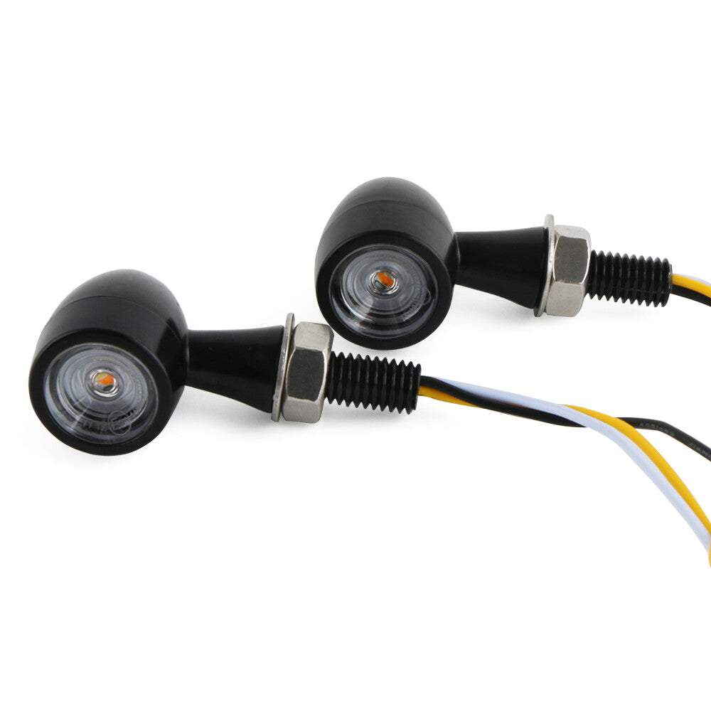 Pair Motorcycle for Mini Red Turn Signal Blinker + DRL Light For Bobber Cafe Racer Q