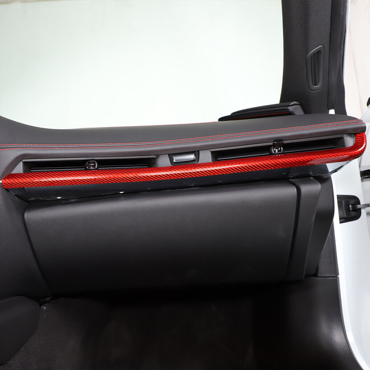 for Chevrolet for Corvette C8 2020-23 Red Carbon Fiber Center Console Dashboard Trim