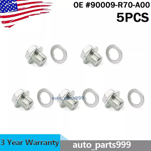 5-piece pack of drain plugs for Honda / for Acura engine oil pans with washing machine 90009-R70-A00- n