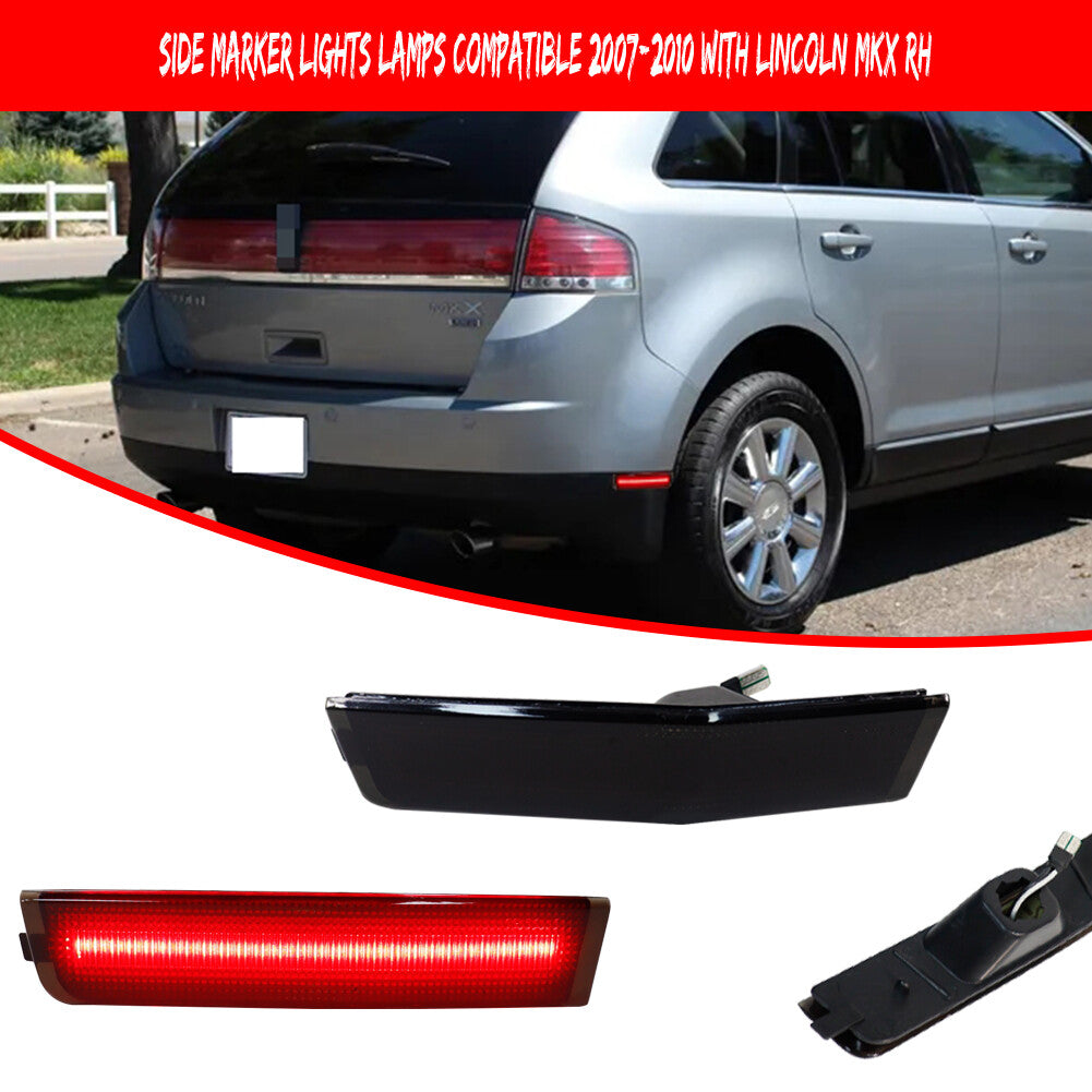 2 Pieces Smoked Lens with Red LED Rear Side Marker Lights for 2007 - 2010 for Lincoln MKX - v