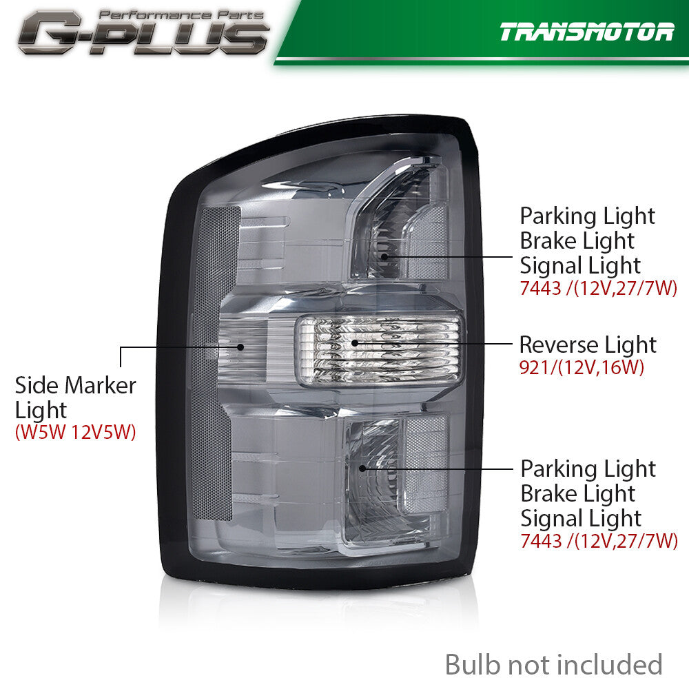 Smoke Fit for 2014 - 2018 for GMC for Sierra 1500 2500 3500 Tail Light Brake Light - v