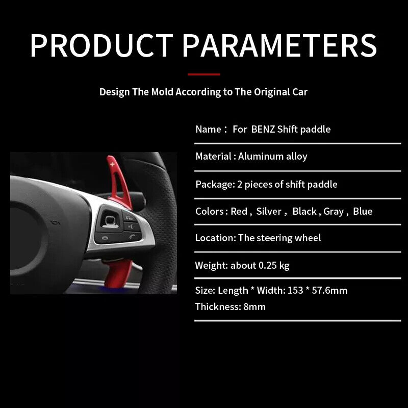 Car Steering Wheel Shift Paddle Gear Shifter Extension for Benz A B E Class Red