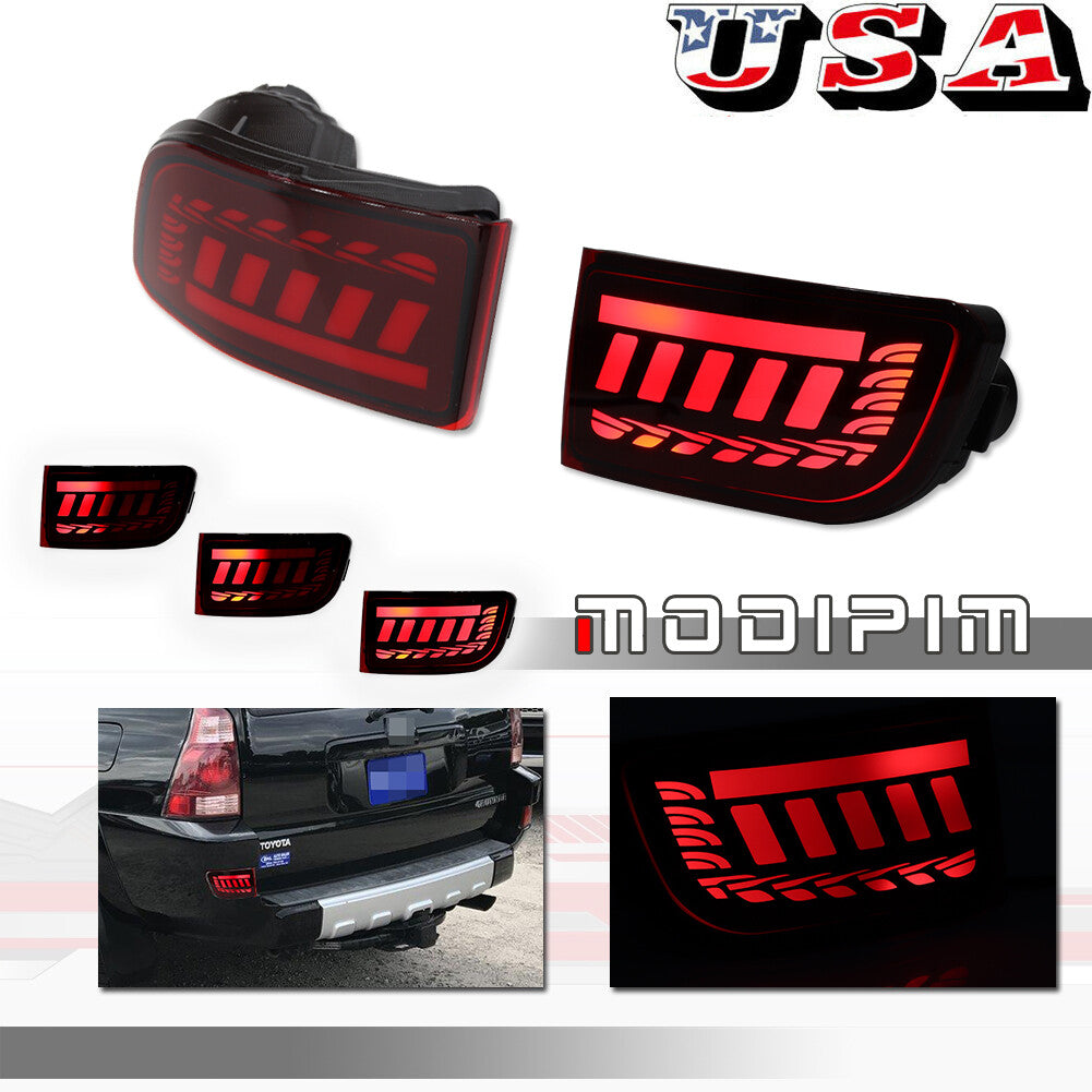 Red LED rear bumper brake light turn signal for 4Runner 03-05 Prado 02-09- v