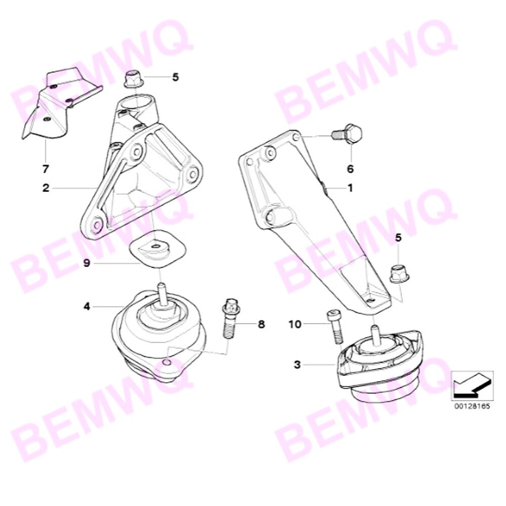 Engine motor mounting bracket front kit 2 Lh Rh for X3 E83 2.5L 3.0L 223421295- n