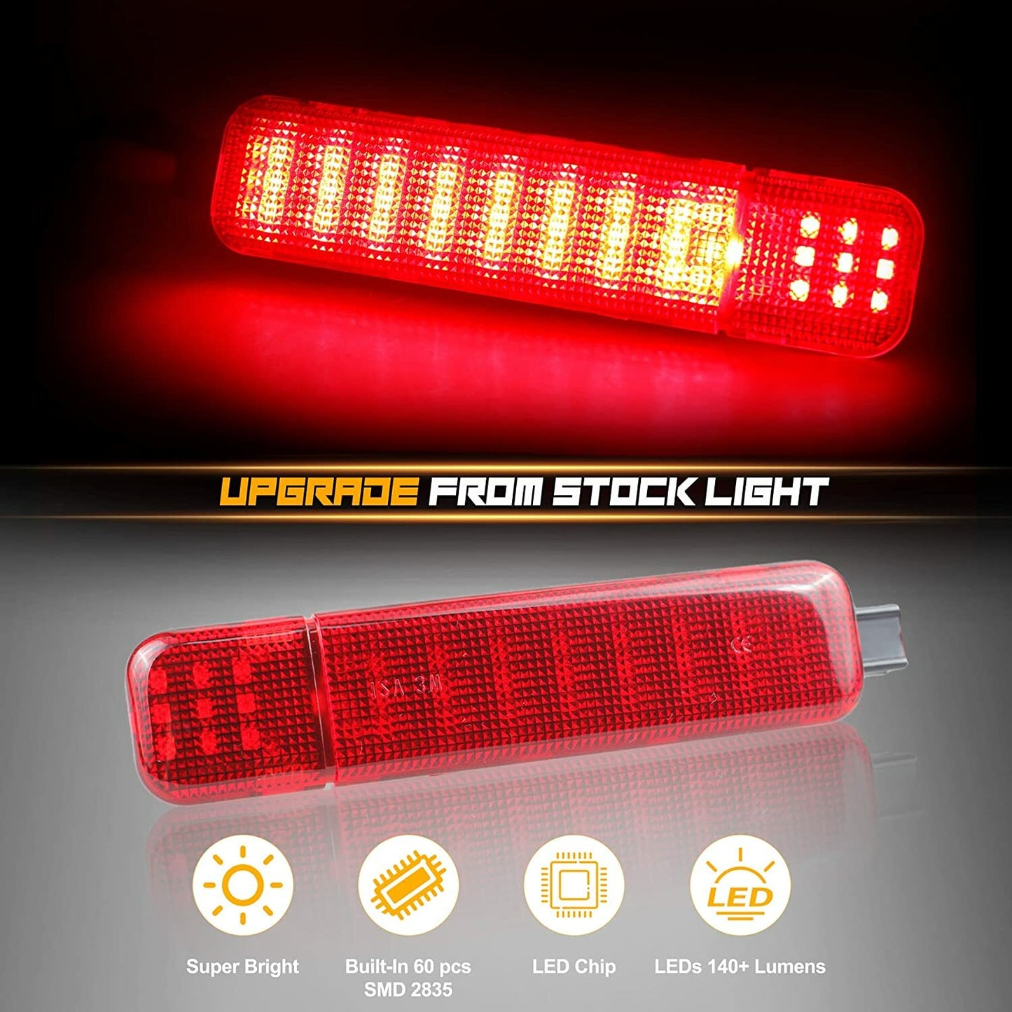 2. Red LED Interior Door Panel Lights with Courtesy Reflectors for GMC Silverado - n