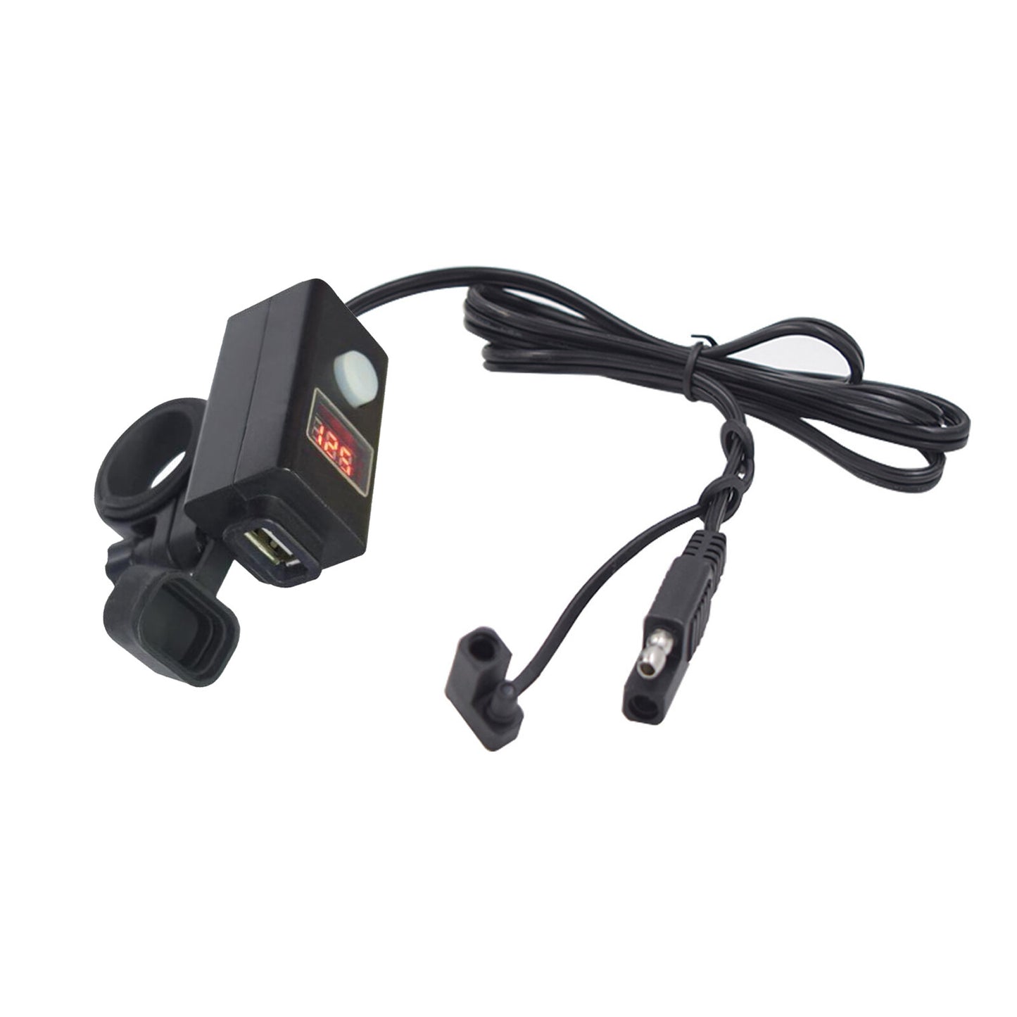 Black Waterproof Motorcycle SAE To USB Charger Voltmeter Cable Adapter Clamp D