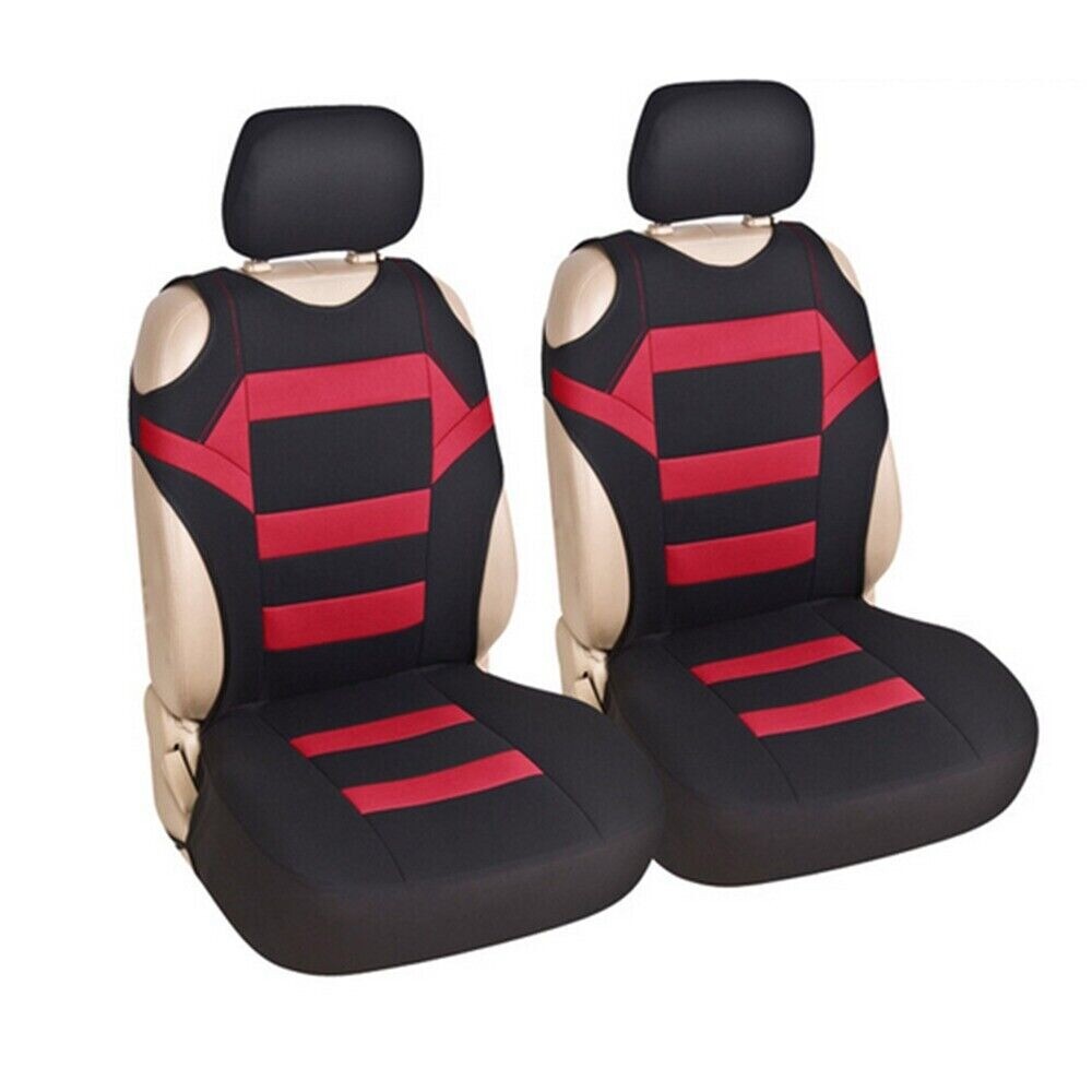 2x Front Black/Red for Seat Cover Polyester Mat T-shirt Styling Replace For Car,SUV n