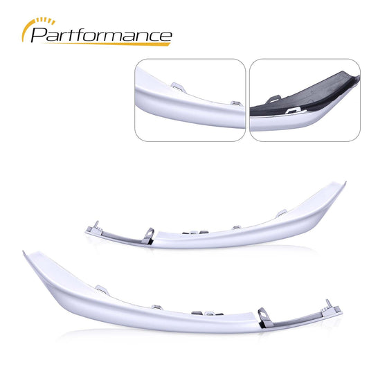 Pair of silver grille trim pieces for the front bumper of 2018-2020 for Toyota for Camry SE XSE.