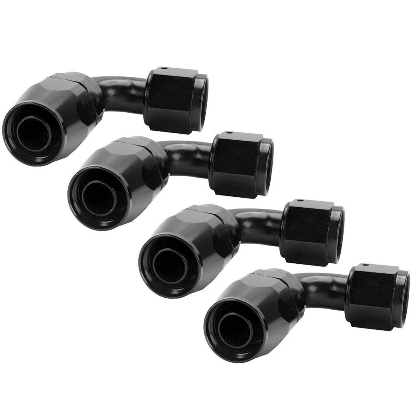 4-Pack 6AN AN6-6AN 90 Degree Black Rotary Fuel Hose End Fittings and Adapters