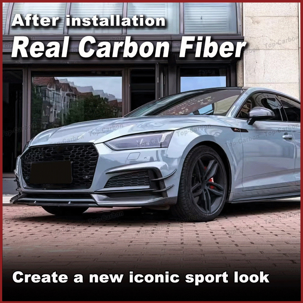for Audi A5 B9 Sline S5 2017-2019 REAL Carbon Front Bumper Fins Air Vent Cover