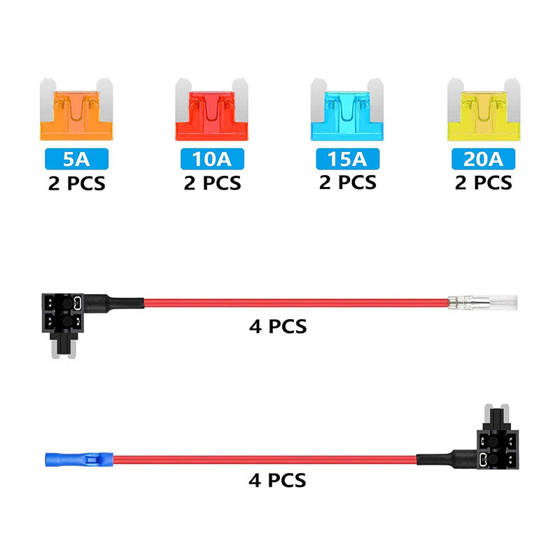 16 Car Low Profile for Mini Add a Circuit Fuse Tap Automotive Blade Fuse Holder Kit