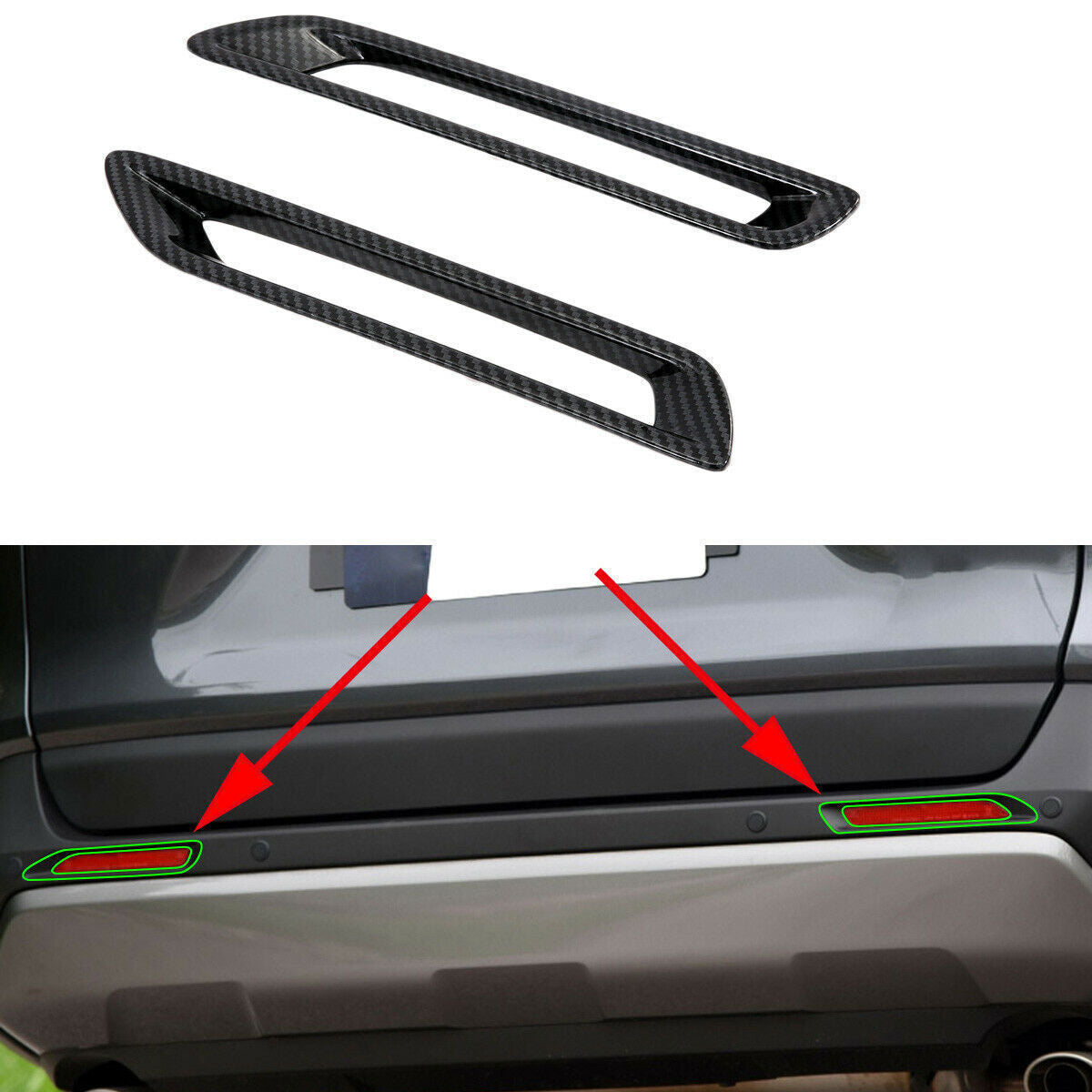 Carbon Fiber Style Rear Bumper Tail Fog Light Cover Trim for Toyota RAV4 2019-22