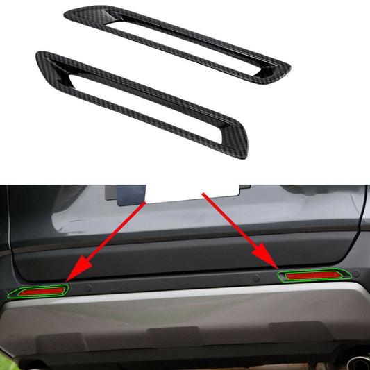 Carbon Fiber Style Rear Bumper Tail Fog Light Cover Trim for Toyota RAV4 2019-22