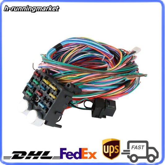 1set New Gearhead universal 12 circuit/ 10 fuse universal wiring harness kit