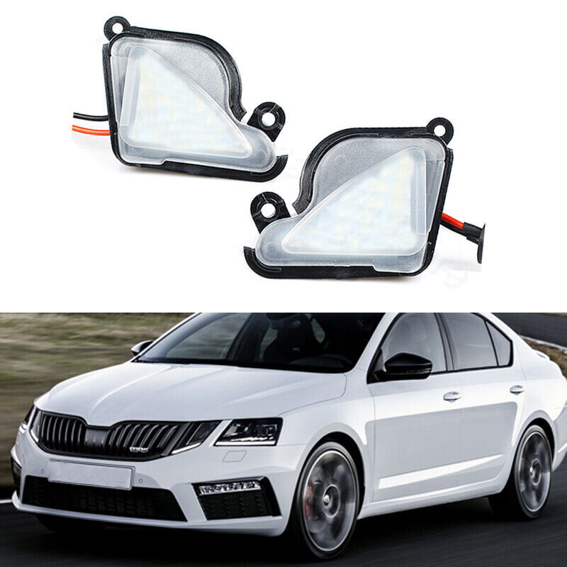 Pair for skoda Octavia Mk3 5E 2012-2017 LED Under Side Mirror Light Puddle Lamp