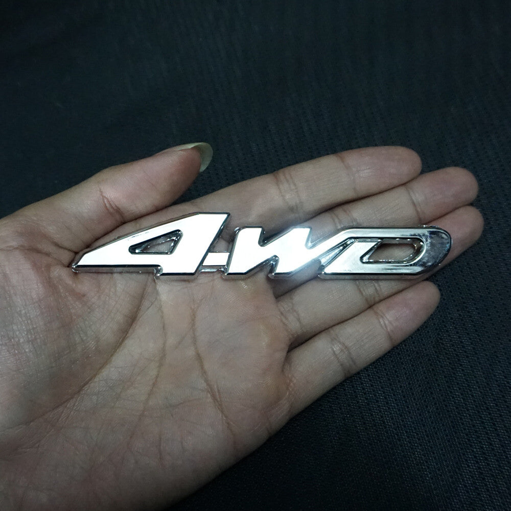 2x Silver High 4WD Chrome Metal Decal Sticker Badge Emblem Sports Trunk Tailgate
