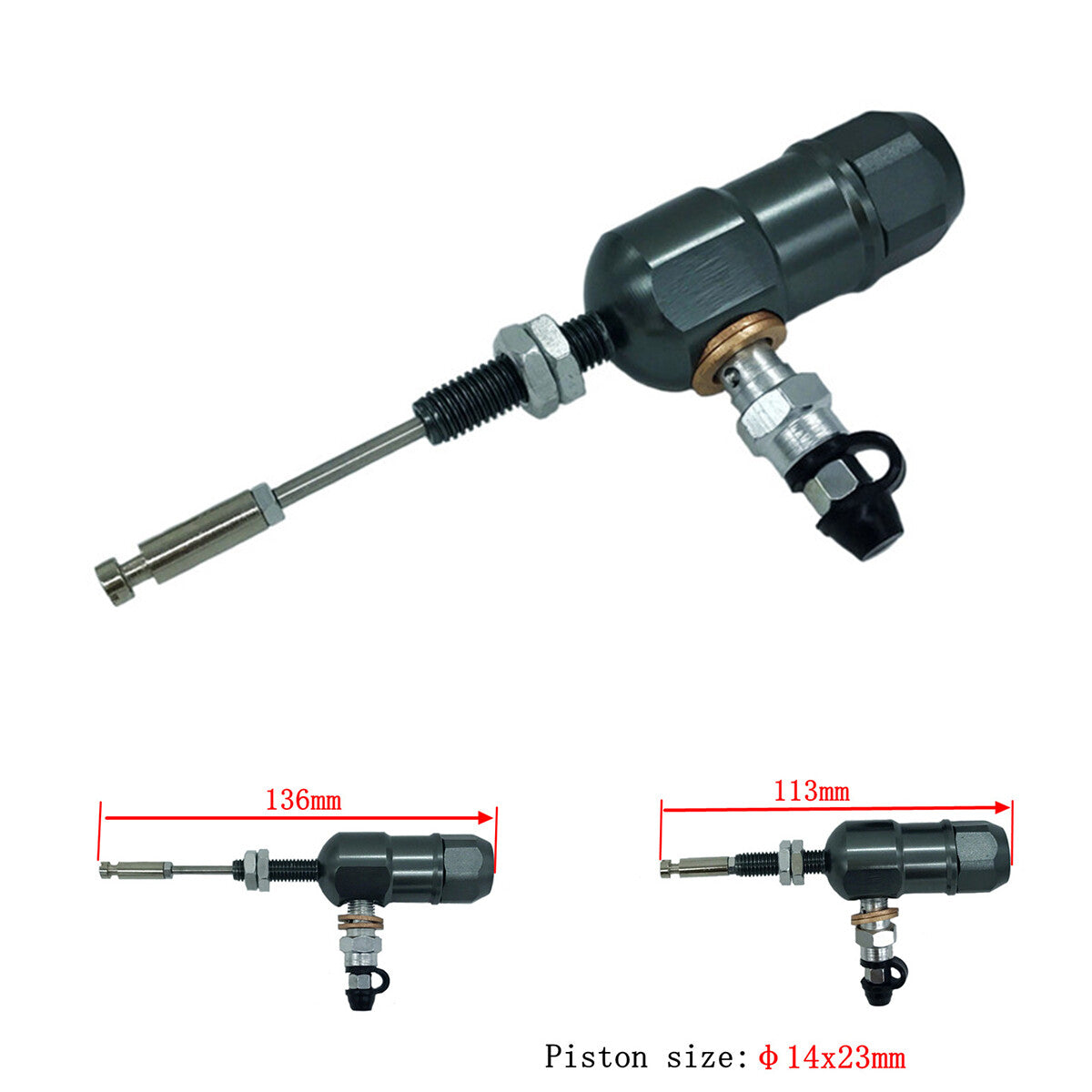 14x23mm Motorcycle Hydraulic Hand Clutch Master Cylinder Rod Transfer Pump Black Q