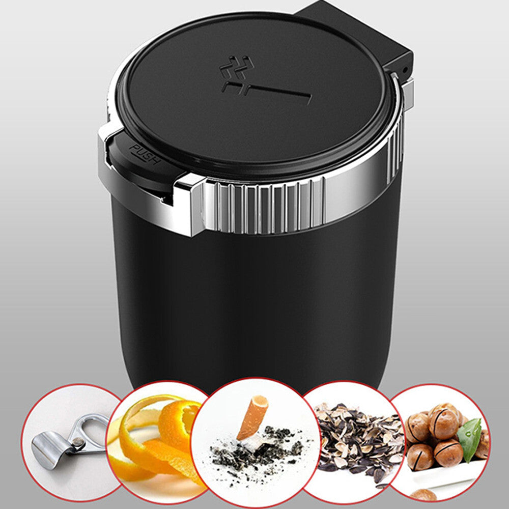 Portable Ashtray W/Lid Cigarette Cylinder Cup Holder LED Light Car Accessories