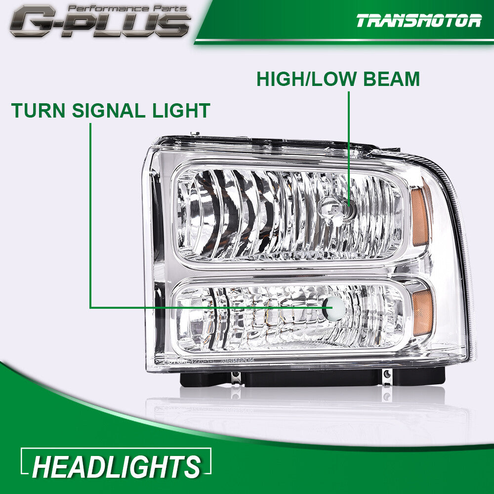 Excursion conversion headlights for 99-04 Super Duty F-350 truck- v