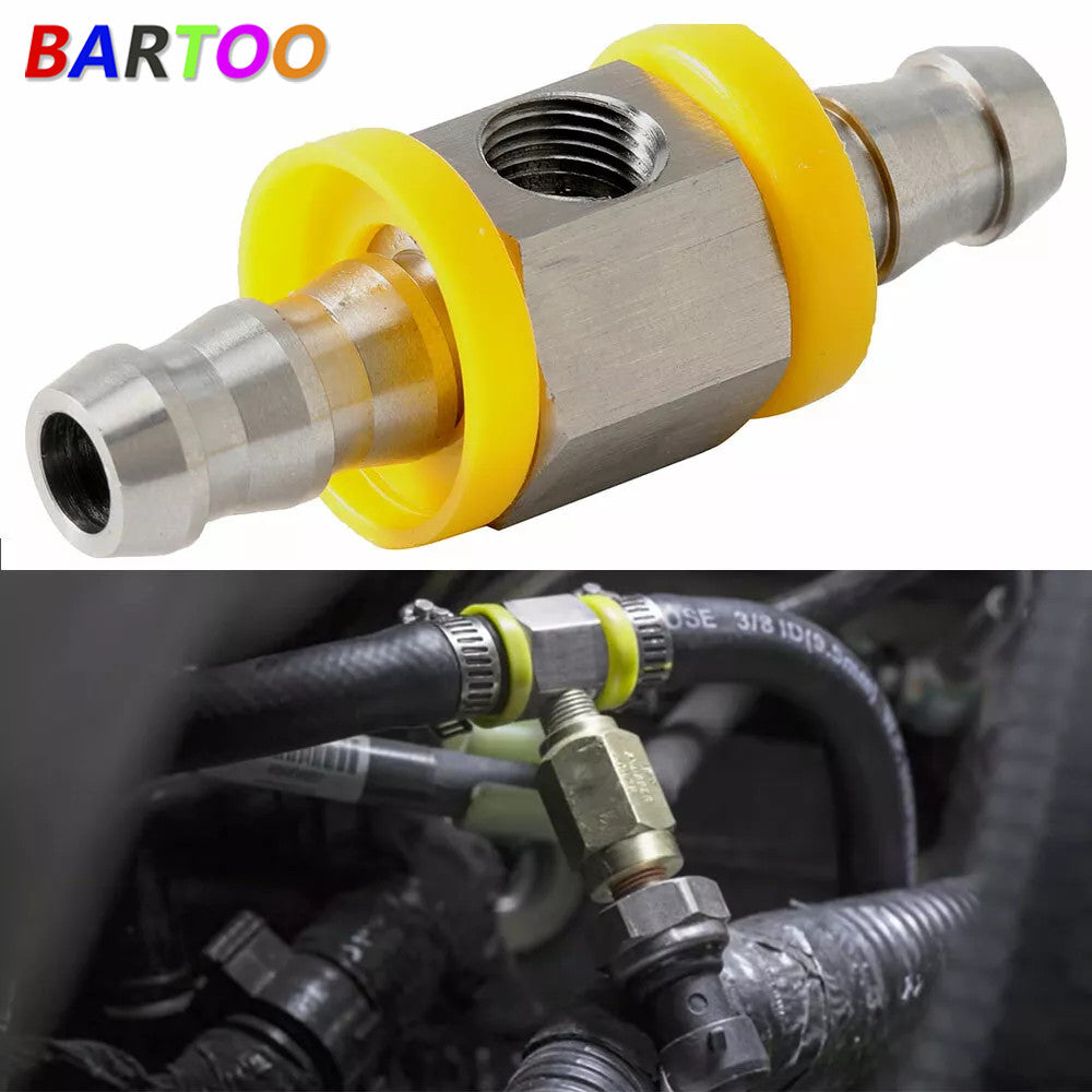 3/8  Fuel Line Fuel Pressure Gauge Sensor T-Connector Q