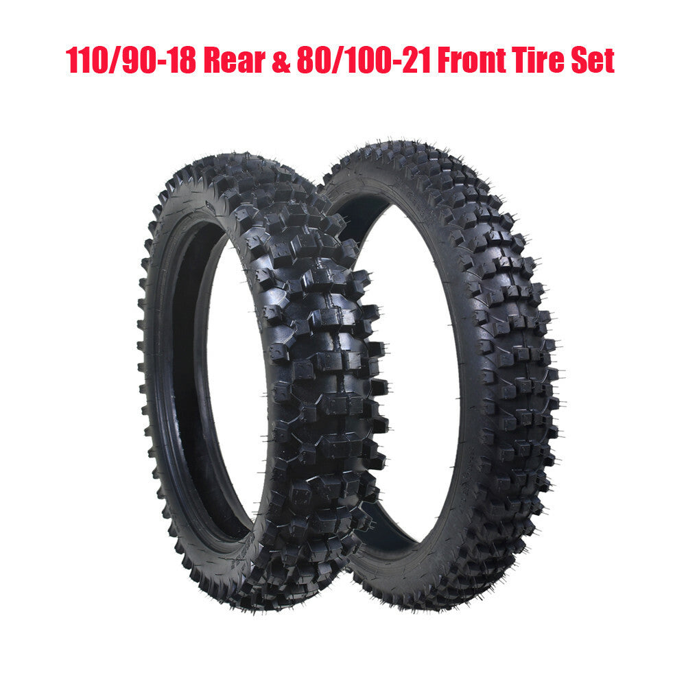 80/100-21+110/90-18 tires + tubing suitable for Honda CRF230F, CR250R, CRF450, KX250, YZ125.