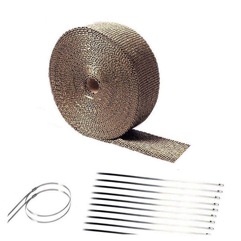 2-inch 50-foot titanium basalt manifold connector exhaust pipe heat pack + 10 tie kits