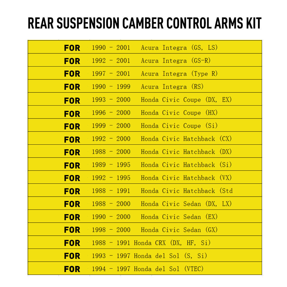 Gold Rear Adjustable Camber Arm Kit Bar For 1988-2000 for Civic CRX EG EK LTB002