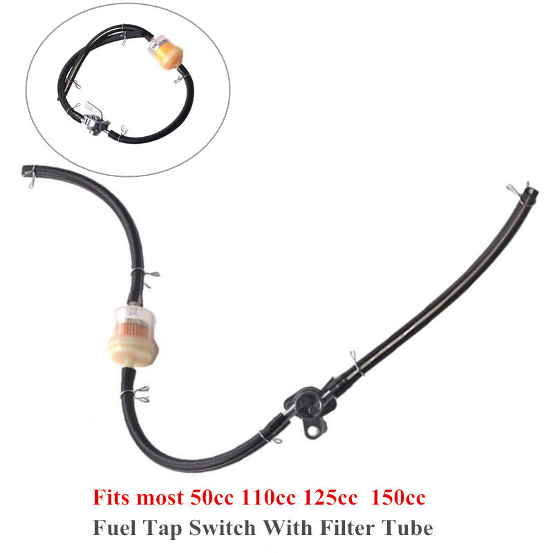 Petcock fuel tank water filter with switch, 50-150cc universal motorcycle fuel filter. n