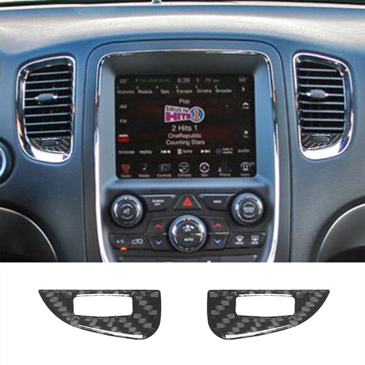 2Pcs Carbon Fiber Center Air Vent Switch Cover Trim for Dodge Durango 2014-2020
