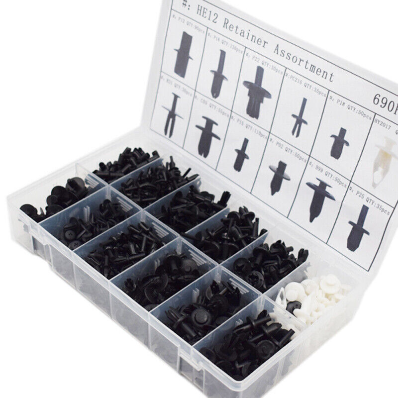 690-piece pack of car sales rivet decorative clips body plastic sorting boxes - n