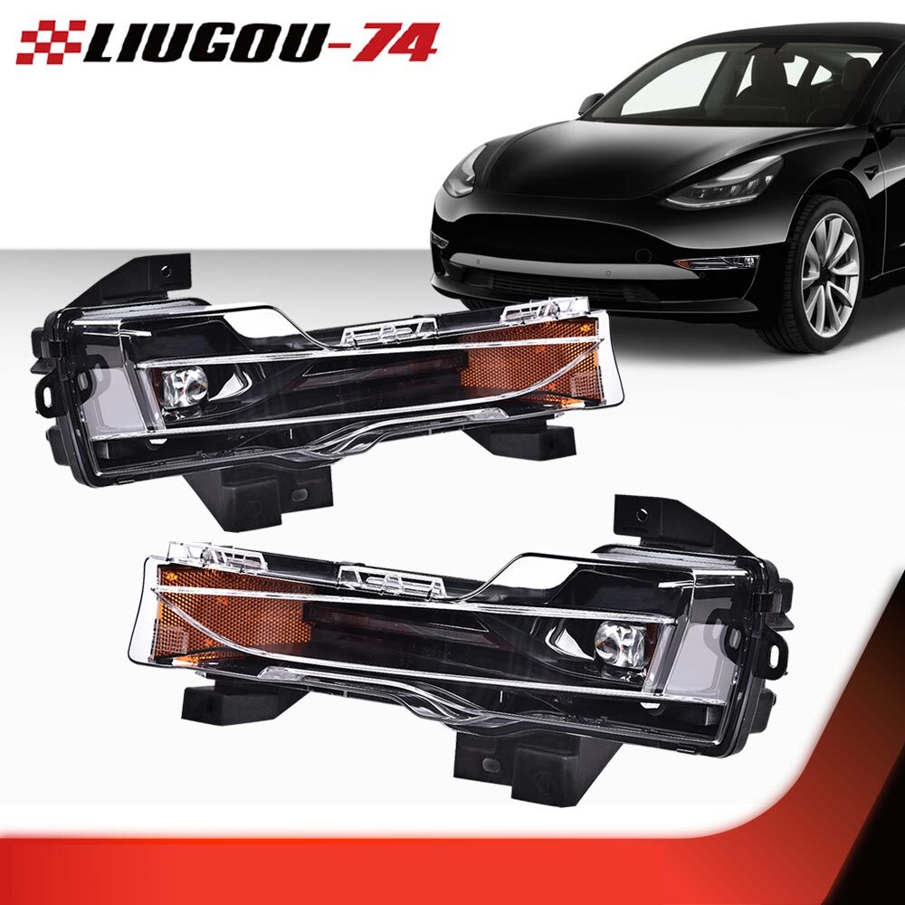 Fits 2017 - 2023 for Model 3 Y Right Left Fog Light LED DRL Upper Set - v