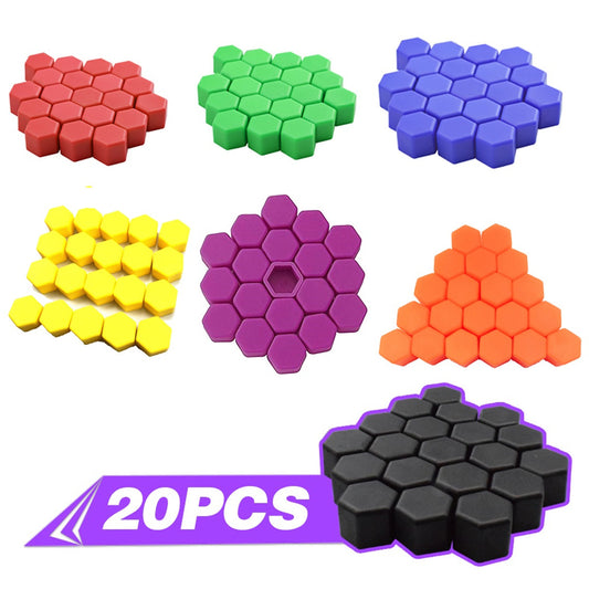 20-piece pack of 17mm silicone car wheel nut lug hub cap bolt cover dust cover protective film - n