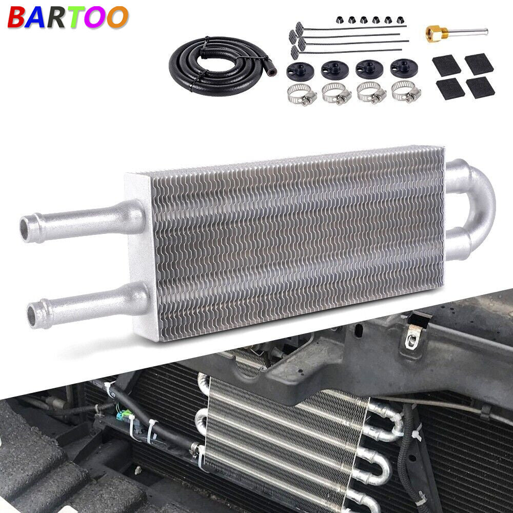 2 Rows Universal Aluminum Remote Transmission Oil Cool Radiator Converter Kit Q