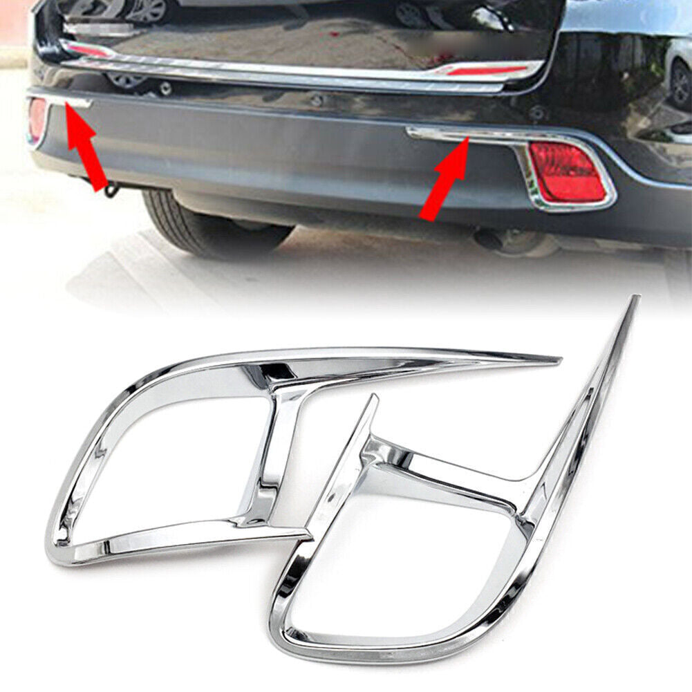 Chrome ABS Rear Bumper Fog Light Lamp Cover Trim Fit for Toyota Highlander 2015-2020