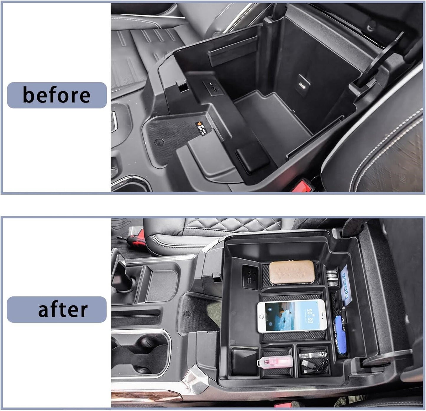 Suitable for 2022-2024 Silverado for GMC for Sierra center console storage box/organizer. n