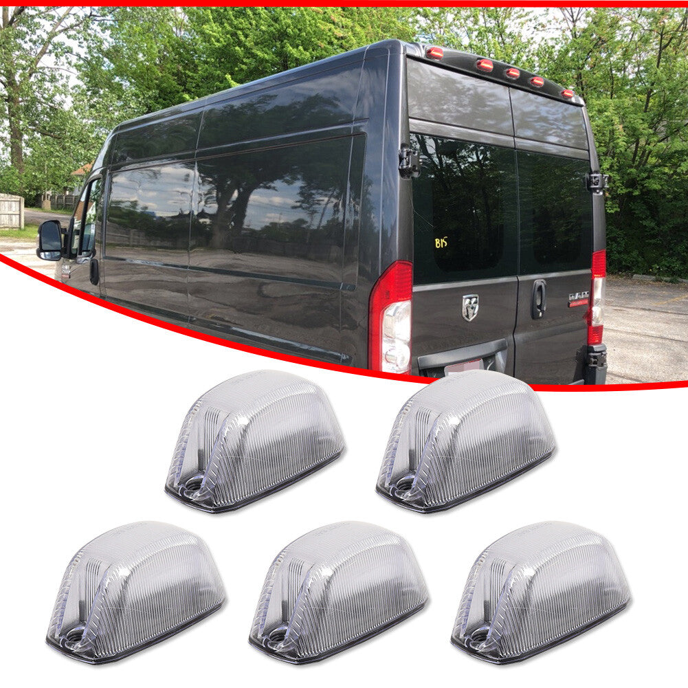 5 Pieces Rear Roof Cab Clear Clearance Light Red LED For 14-23 for Ram ProMaster 68169776AD- v