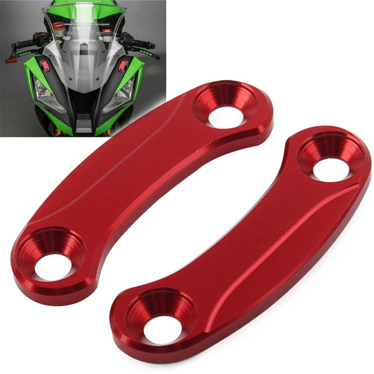 Rearview Mirror Mounts Plates Cover Block Off for Kawasaki ZX-10R 2016-21 Red