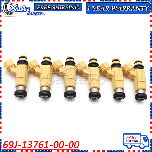 6 fuel injectors for Yamaha F200 - F225 outboard motors 2002 - 2012 69J-13761-00-00- v