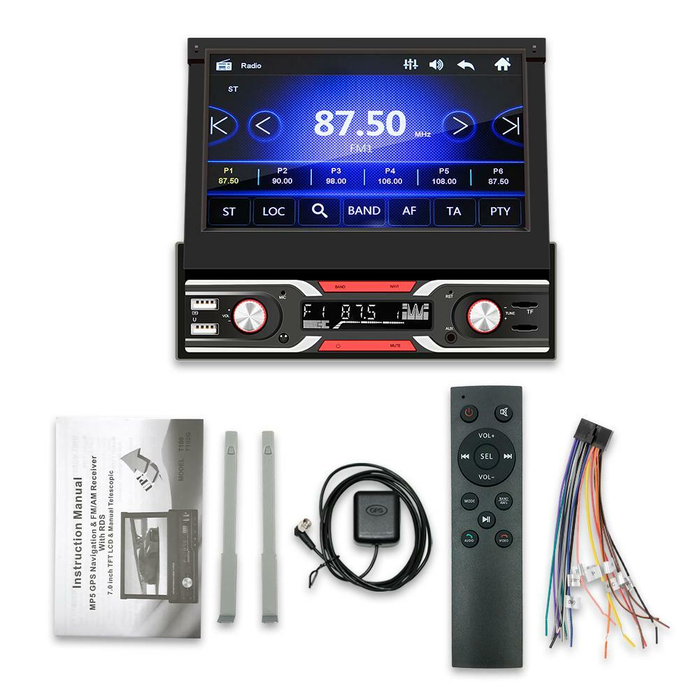 High-definition flip GPS single 1 DIN 7-inch car stereo MP5 player radio FM BT GPS mirror link - n