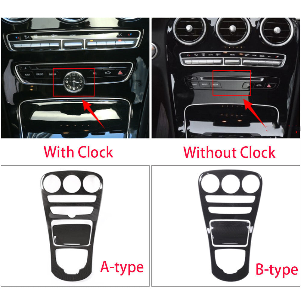 Black ABS Central Console Gear Panel Trim for Benz C GLC Class W205 X253 2015-18