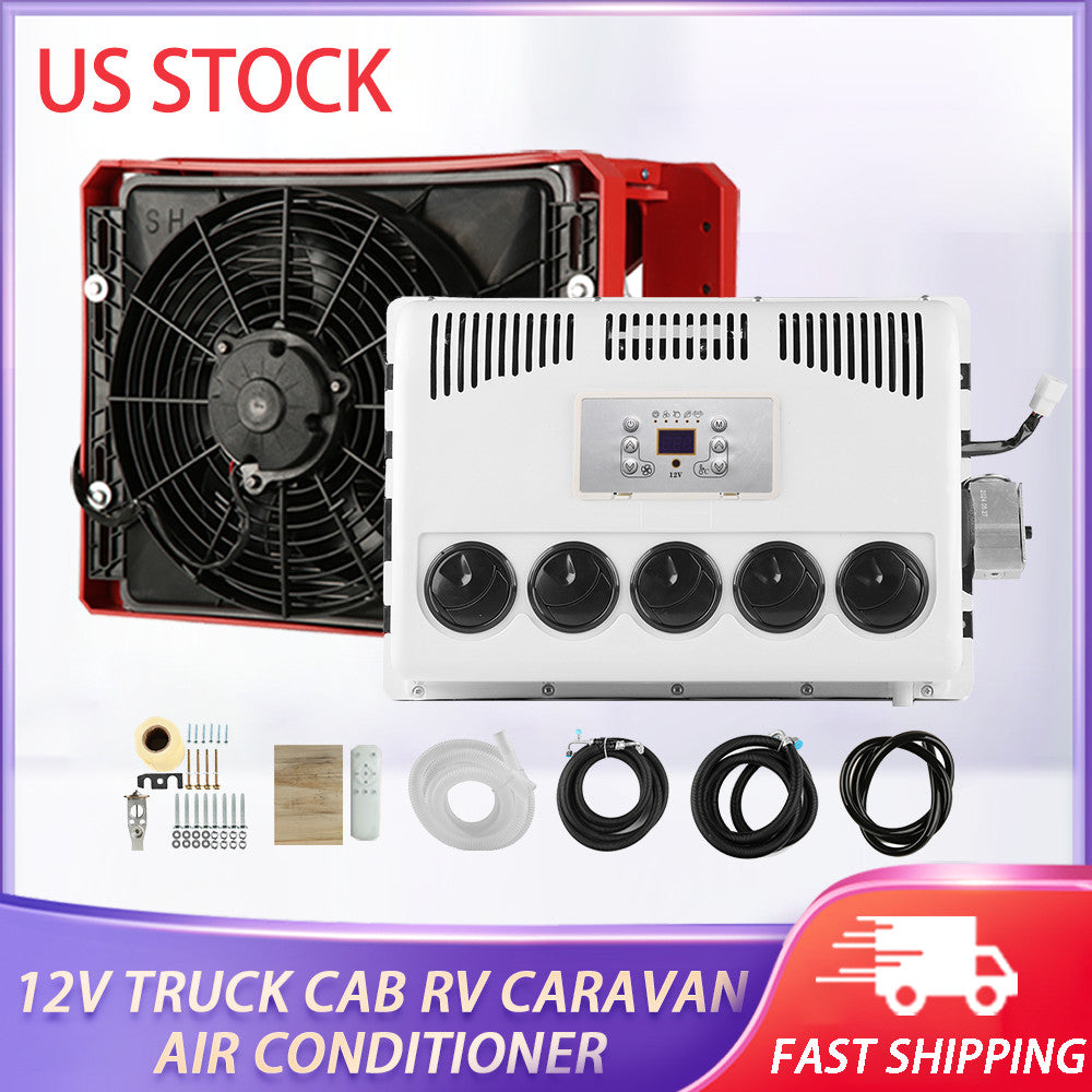 For Semi Trucks Bus RV Caravan Truck Cab Air Conditioner 12V 10000BTU Split A/C Q